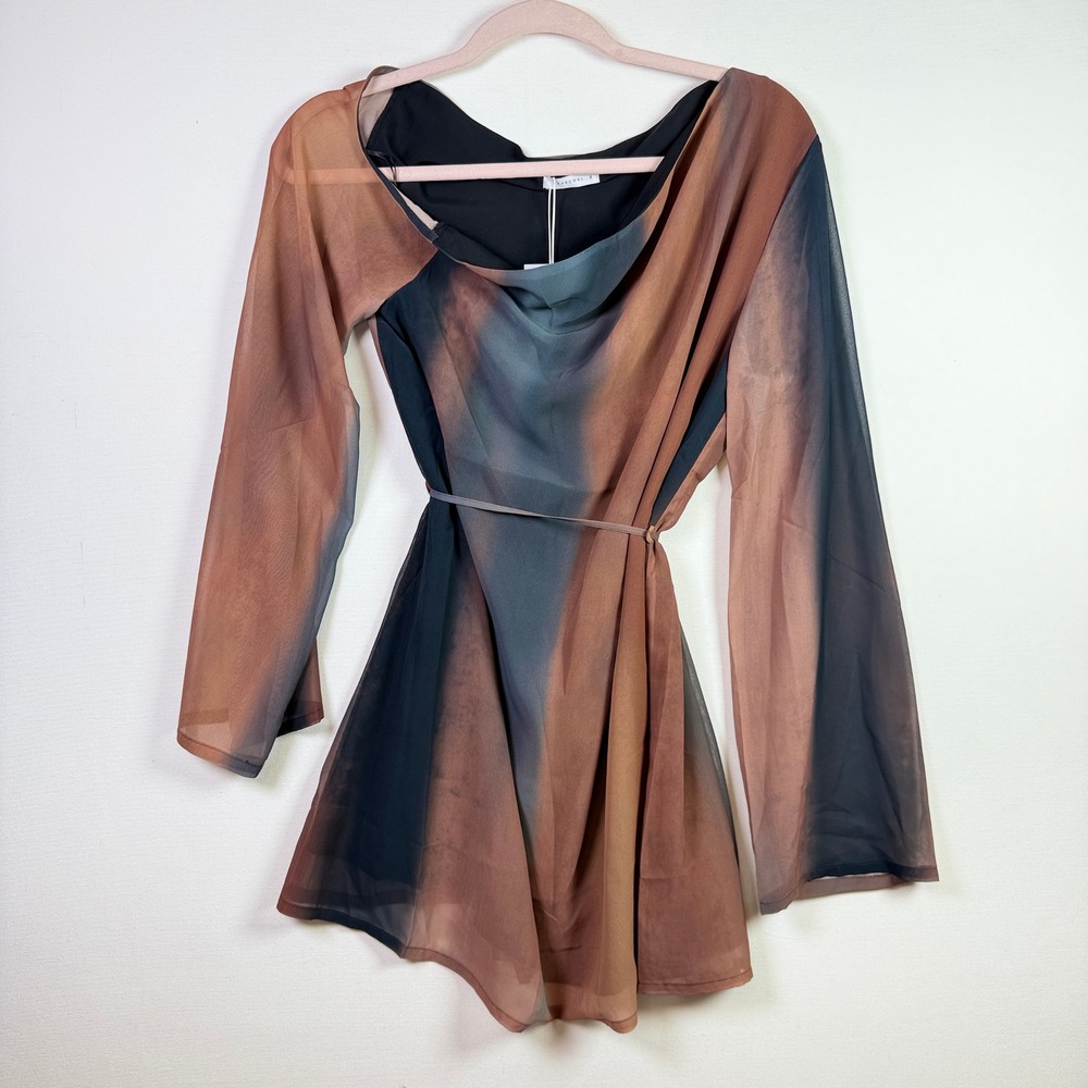 CHARCOAL‎ Bittersweet Ombre Hunter Cowl Neck Mini Dress Size 8